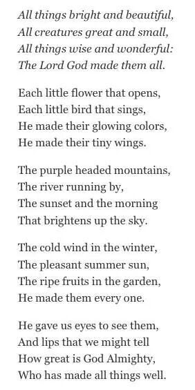 All Things Bright And Beautiful Poem All Things Bright Beautiful