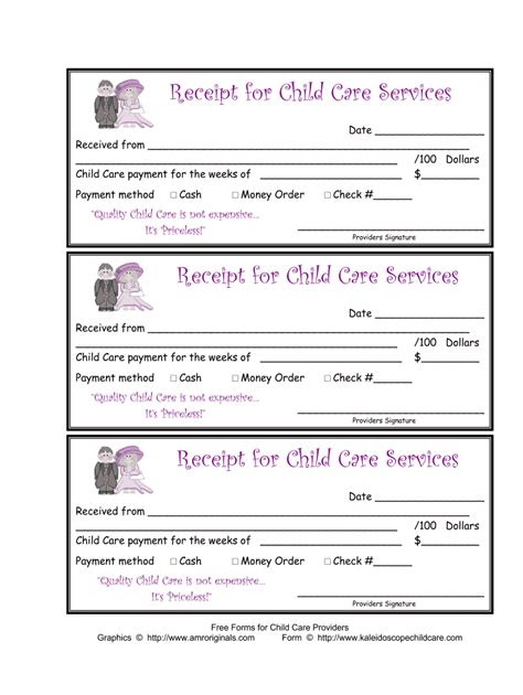  free printable daycare receipts free printable babysitting invoice