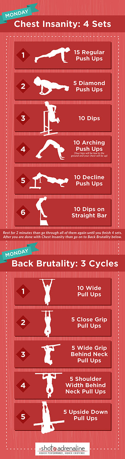 Calisthenics Workout Plans Monday Chest Insanity Infographic