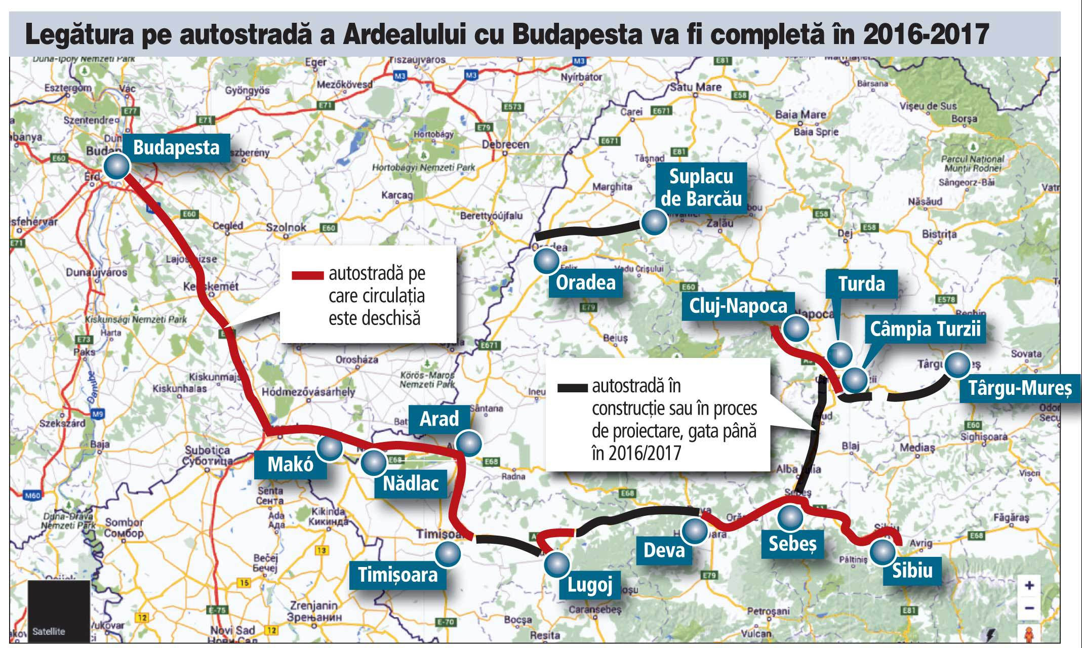 harta rutiera ardeal La 100 de ani de la Unire, guvernul leagă Ardealul pe autostradă 