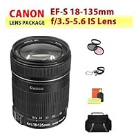 Canon EF-S 18-135mm f/3.5-5.6 IS Lens + Filter Kit + Lens Cap Keeper + Cleaning Kit + Camera Holster Case
