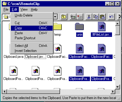 On non-Windows platforms, you can copy and paste files from the Remote Clip 
