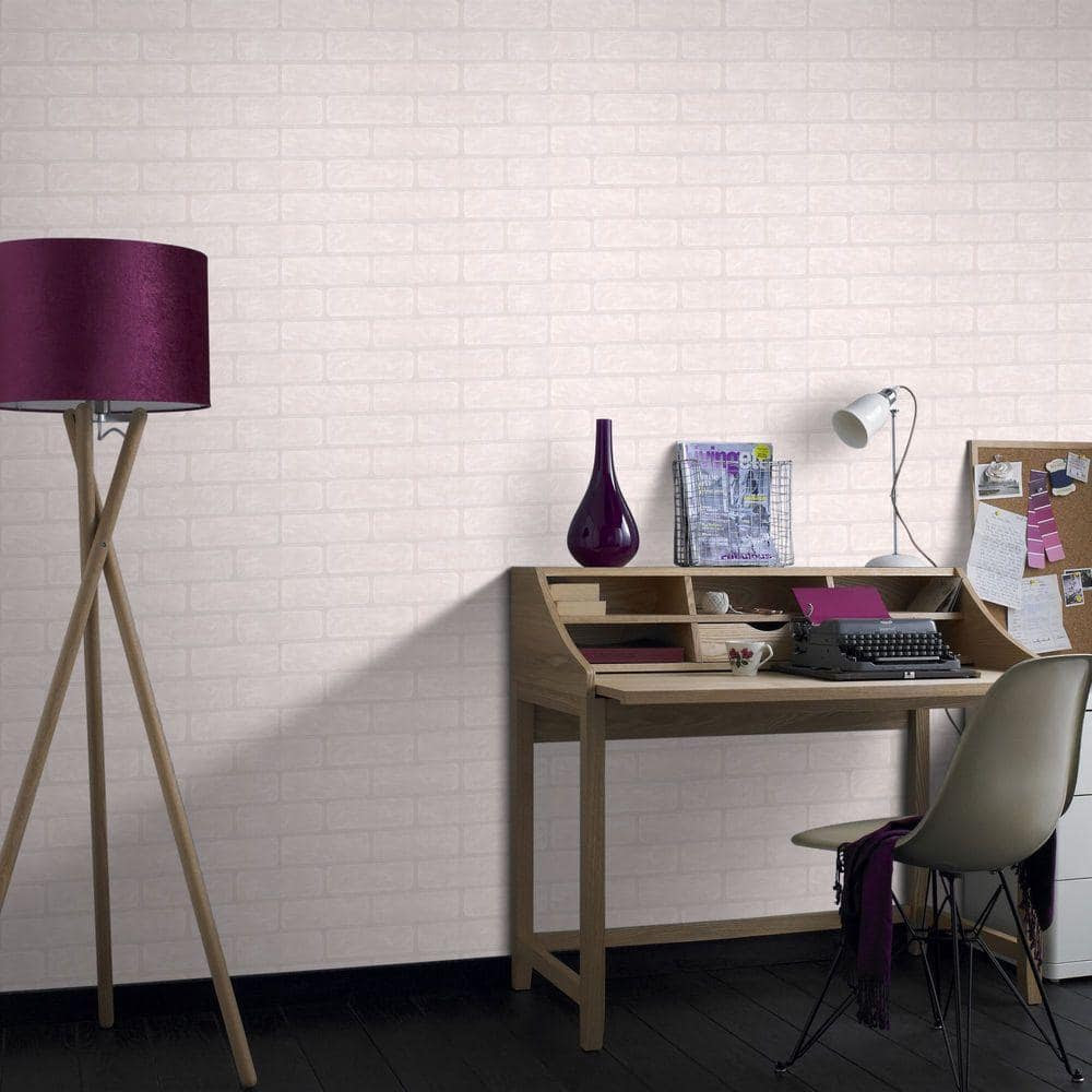 Graham Brown 56 Sq Ft Brick Paintable White Wallpaper 93744 Graham Brown 56 Sq Ft Brick Paintable White Wallpaper 93744