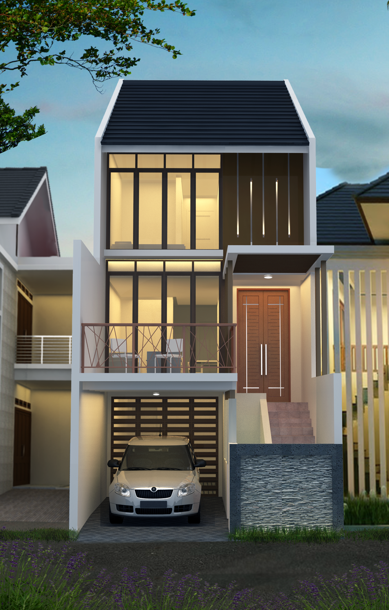 Desain Rumah 5 x 20 M2 Minimalis Tiga Lantai ~ Desain 