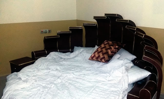 A bed in the room
