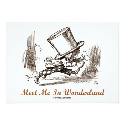 Meet Me In Wonderland (Mad Hatter Running) 5x7 Paper Invitation Card