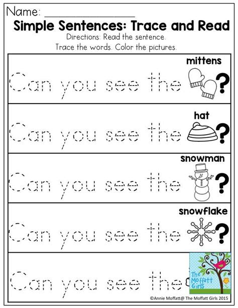  sentences worksheet for kindergarten brenda baileys kindergarten
