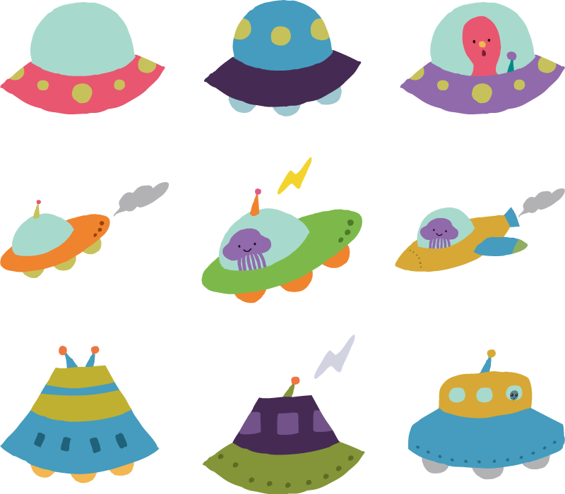 フリーイラスト 9種類のufoのセットでアハ体験 Gahag 著作権フリー写真 イラスト素材集