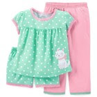 Carters Pajamas 24 Months Polka Dot Puppy Dog Girls 3-Piece PJs Set Pink & Green