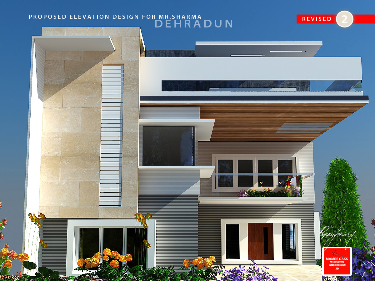 Dehradun Villa elevation design in Contemporary Theme ...