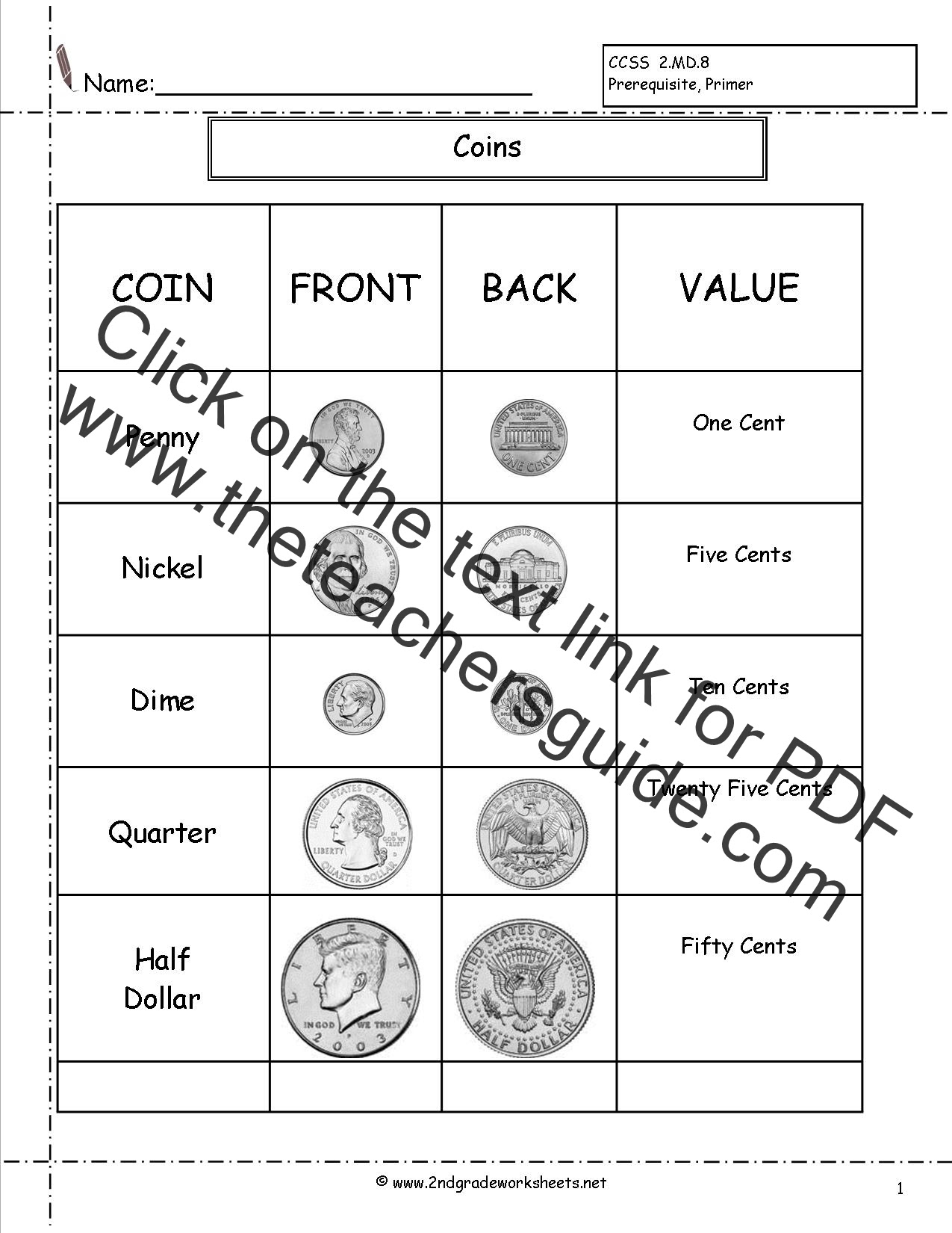Counting Coins and Money Worksheets and Printouts