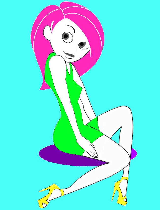 kim possible cute face girl cartoon coloring pic