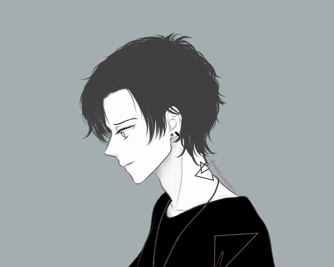 男性イラスト8 横顔2種類 ミカスケのお絵描き