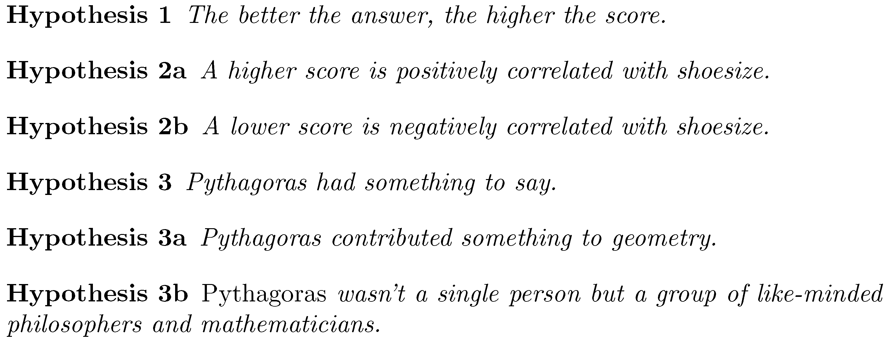 HYPOTHESIS EXAMPLES - alisen berde