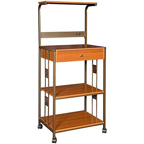 Hazelwood Home Microwave Cart with Wood Top (cherry) -Kitchen Cart that
includes Electrical Outlets and Wheels for your Kitchen Storage and
Organizaion- Perfect Space Saver and Dining Furniture Collection
