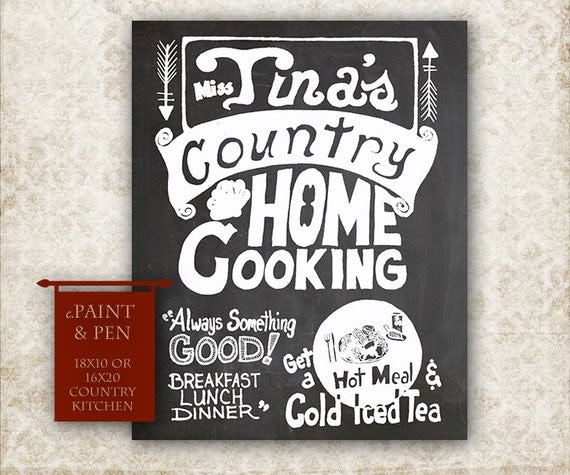 Personalized Country Kitchen Chalkboard 16x20 by PAINTandPEN