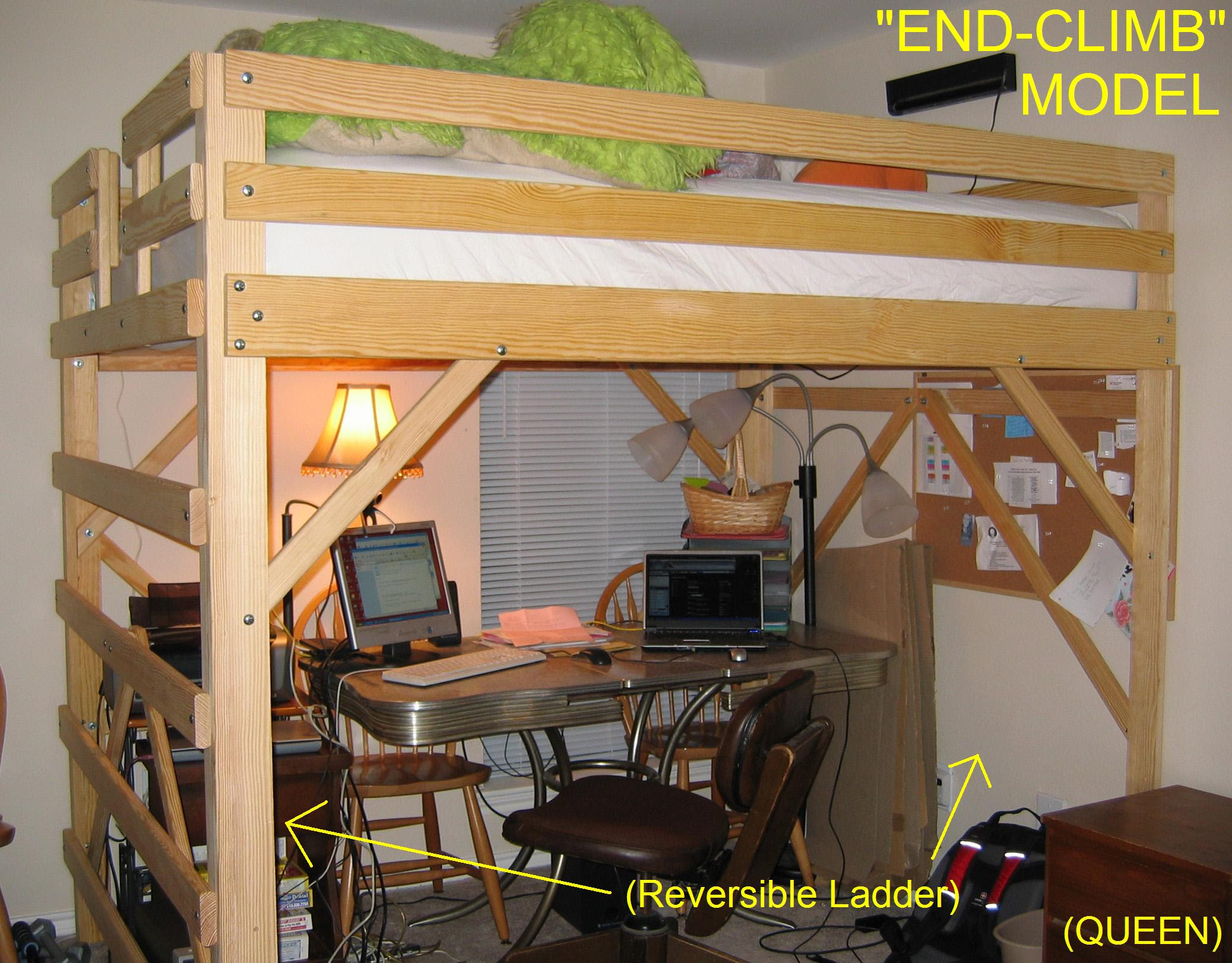 Queen Size Loft Bed with Desk