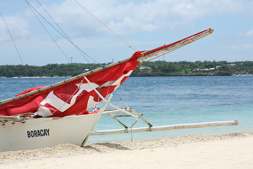 boracay boat with red sail