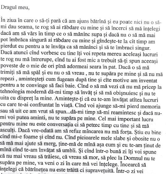 O Scrisoare A Mamei Adresată Fiului Său Curbet Alexandru