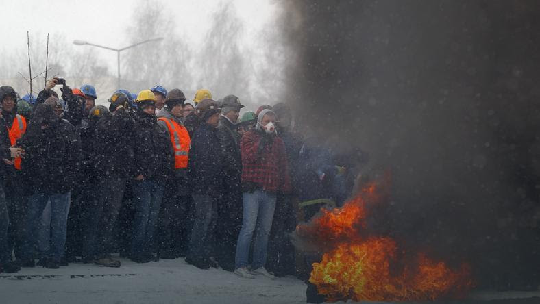 JASTRZĘBIE ZDRÓJ JSW PROTEST GÓRNIKÓW (protestujący górnicy)