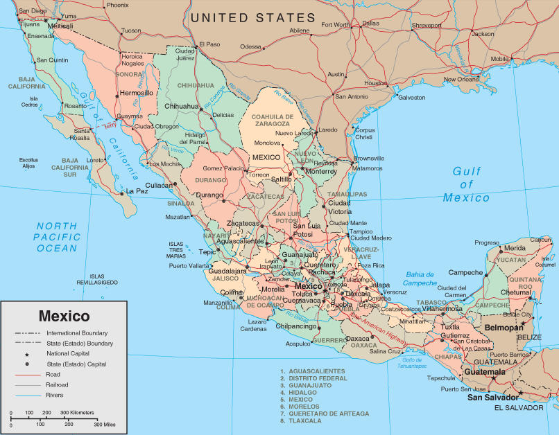 Map Us And Mexico Map Other Maps of Mexico. Mexican States ...