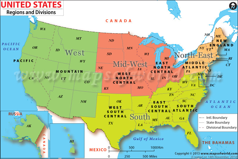 Map Of United States By Region 