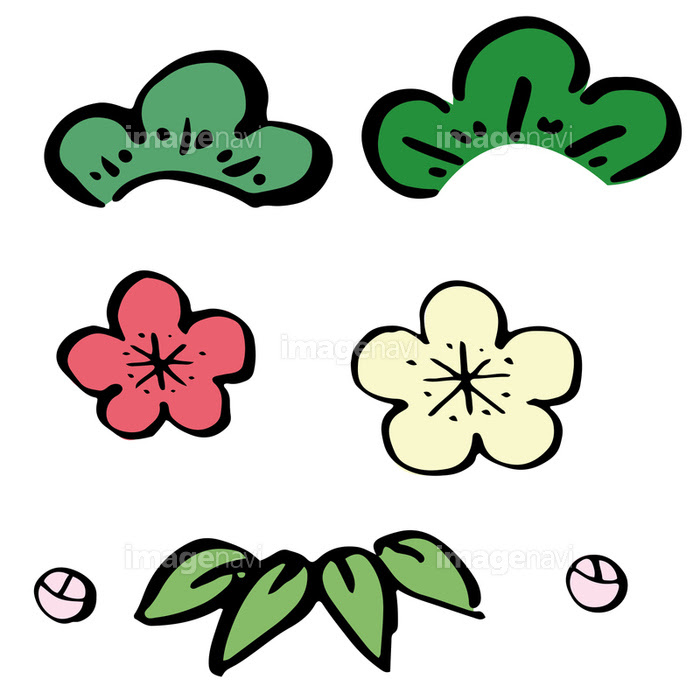 手描きの松 竹 梅のイラストセット の画像素材 イラスト素材ならイメージナビ