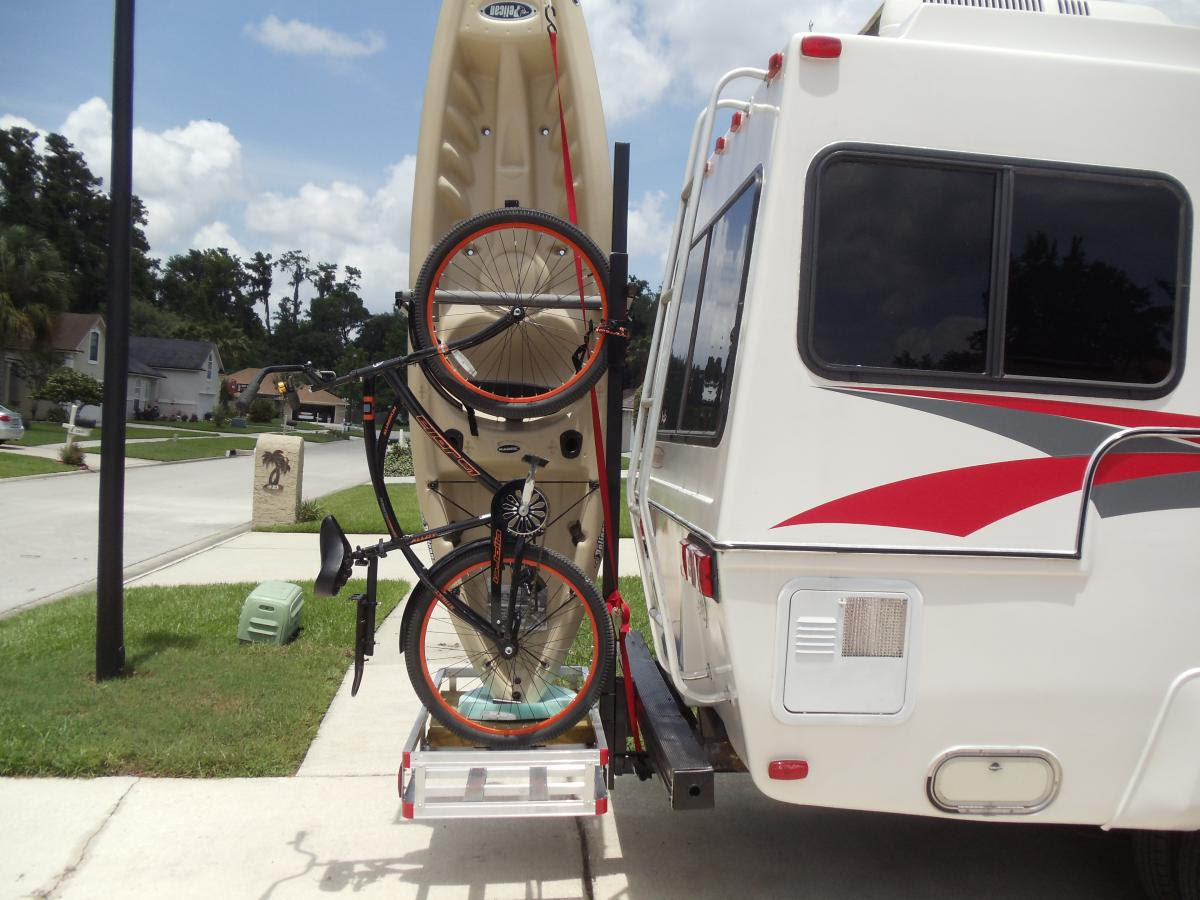 installed vertical kayak/bike rack on sunrader