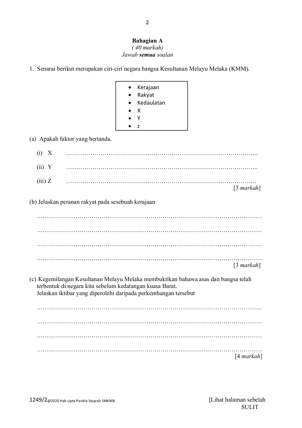 Sejarah Kertas 2 Tingkatan 4