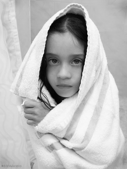 Olivia with a Martha Stewart Towel from Kmart standing next to an ...