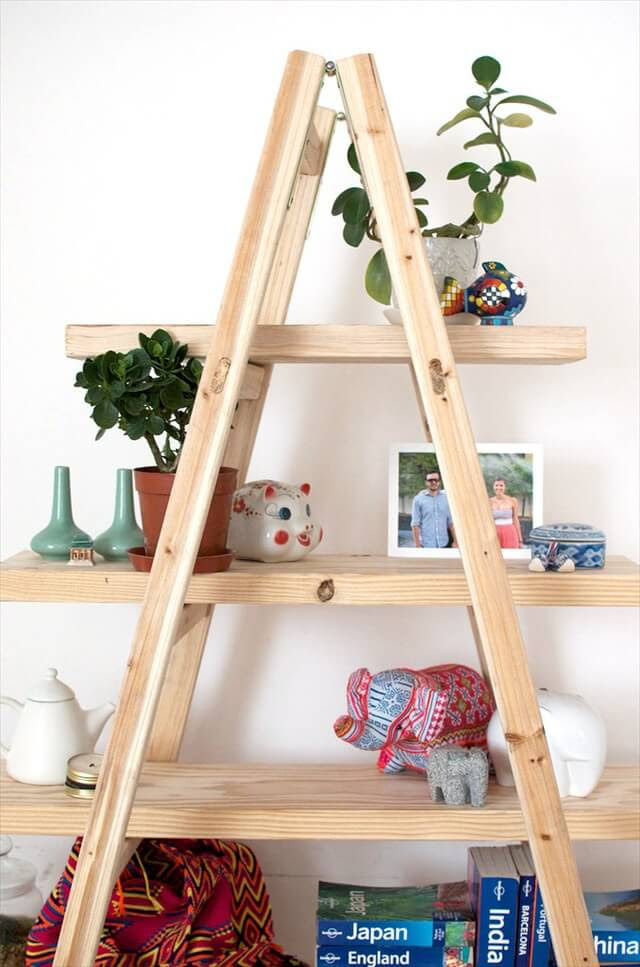 How to make a wooden ladder shelf