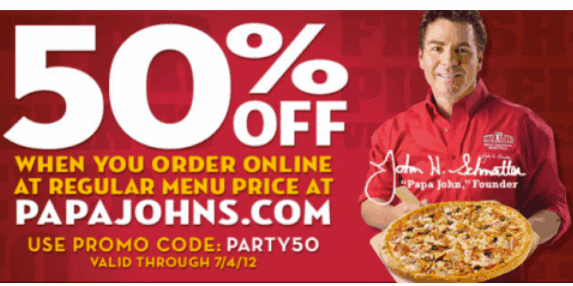 Papajohns coupon 50 off