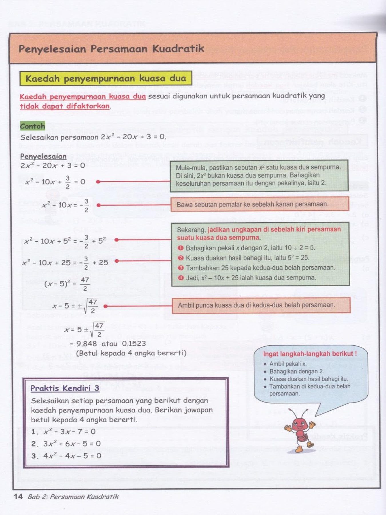 Kunci Emas Matematik Tambahan T4 Bab 2 Persamaan Kuadratik