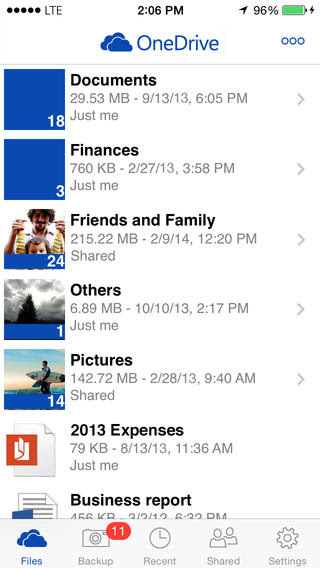 OneDrive 4.2 for iOS (iPhone screenshot 001)