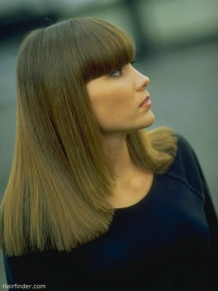 long hairstyle with thick bangs