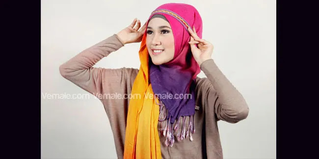 Tutorial Jilbab Pelangi Kombinasi Praktis