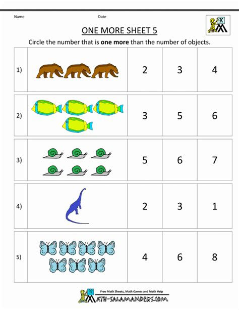  matching numbers one more worksheets 99worksheets