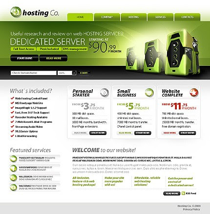 How to create a hosting company website based on a template