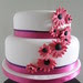 Hot Pink Gerberas Two Tier Wedding Cake