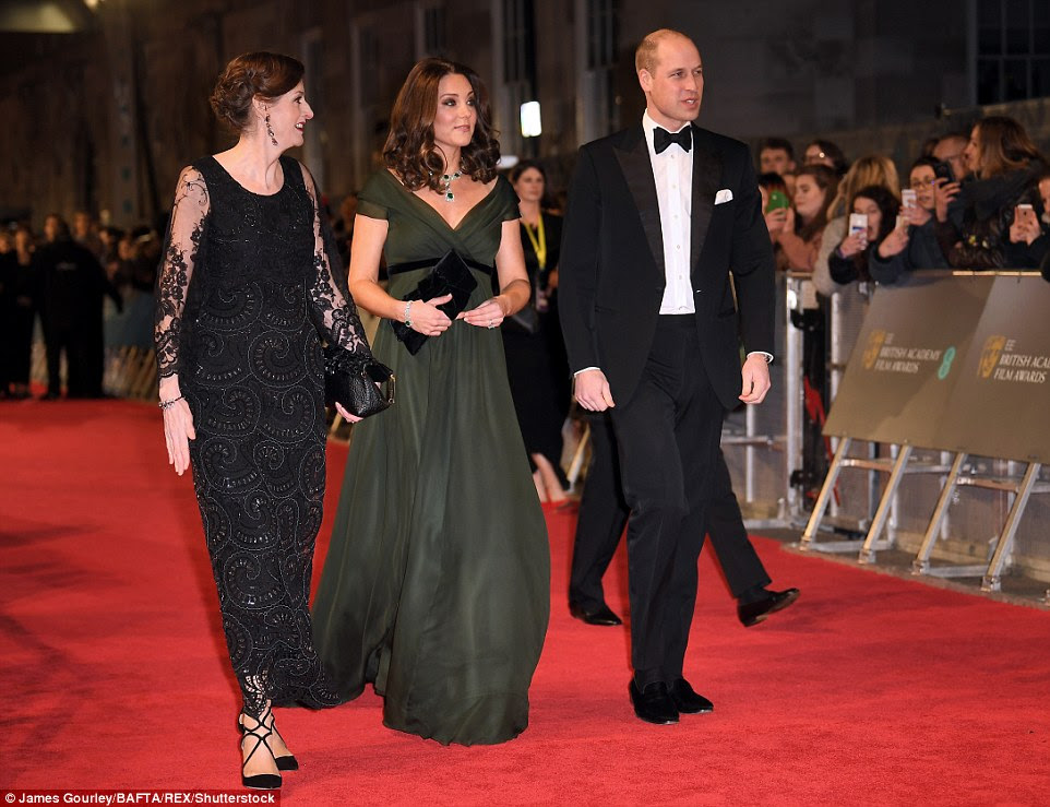 Bucking the trend: The Duchess of Cambridge was the centre of attention, as she walked the red carpet