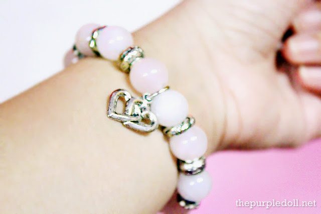 Green Halo Rose Quartz Crystal Bracelet when worn
