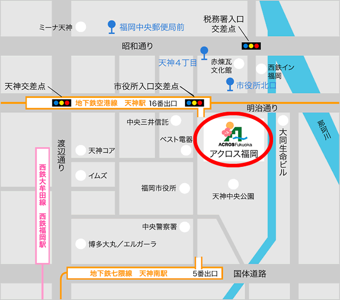 アクロス福岡 アクセスマップ