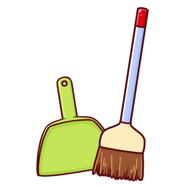 ほうきとチリ取りのイラスト かわいいフリー素材が無料のイラストレイン