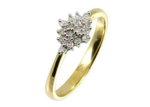 Reviews 9ct Yellow Gold Diamond Cluster Ladies' Ring Size N