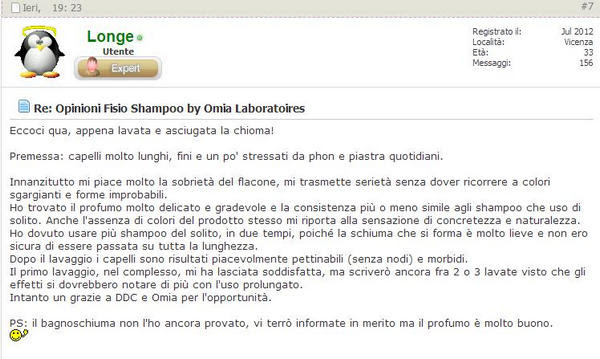 Opinioni Fisio Shampoo by Omia Laboratoires