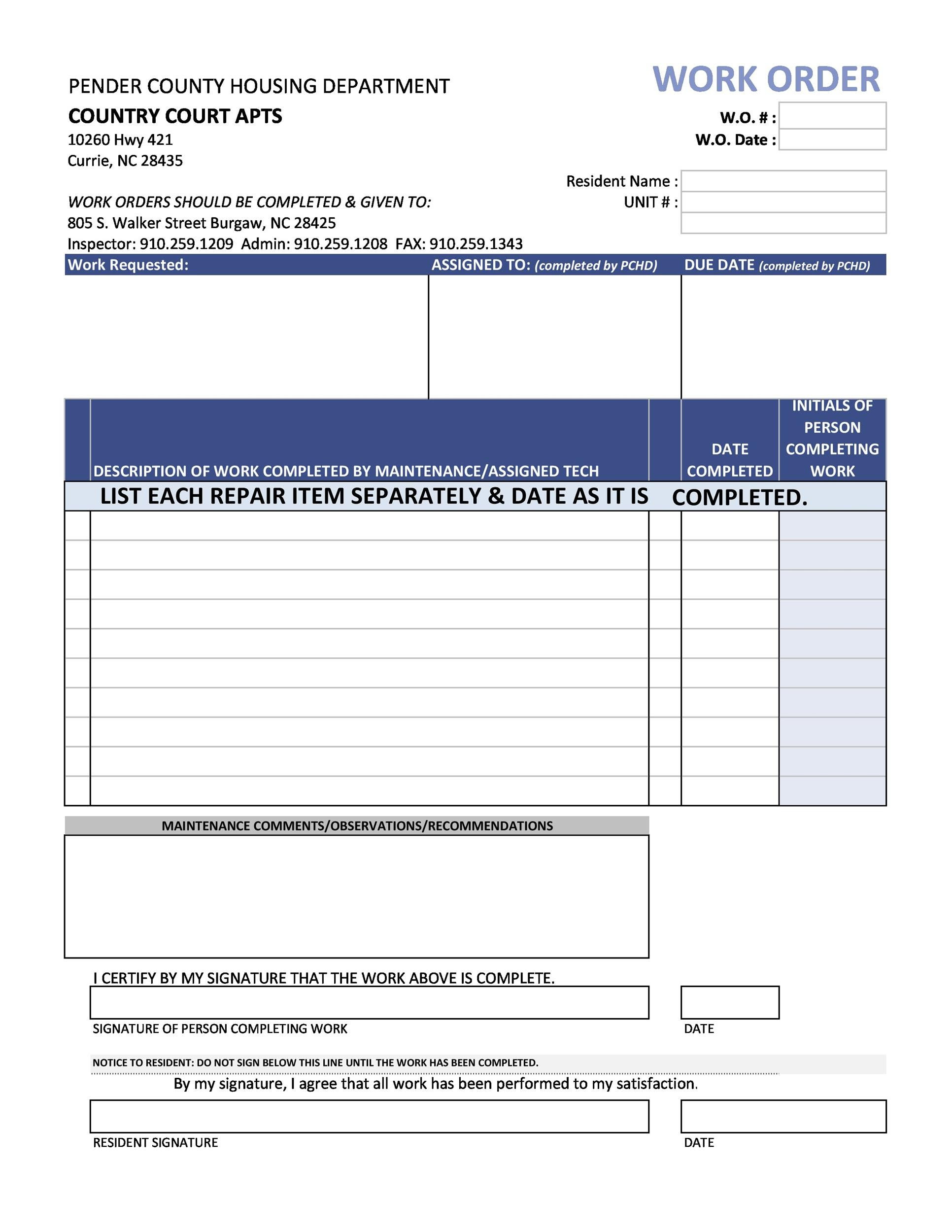 40  Order Form Templates [work order \/ change order   MORE]