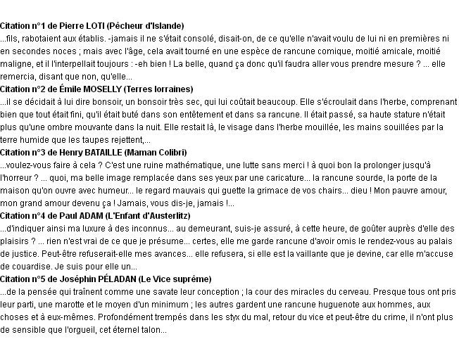 Rancune La Definition
