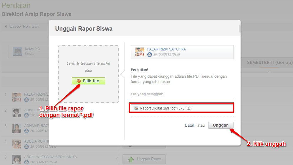 klik unggah