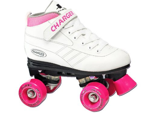 Pacer Charger White Boots with Pink Wheels Girls Boys Kids Childrens Youth Quad Beginner Recreational Roller Skating Skates