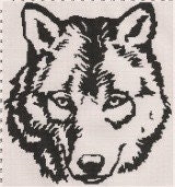 BLACK AND WHITE WOLF HEAD CROCHET 